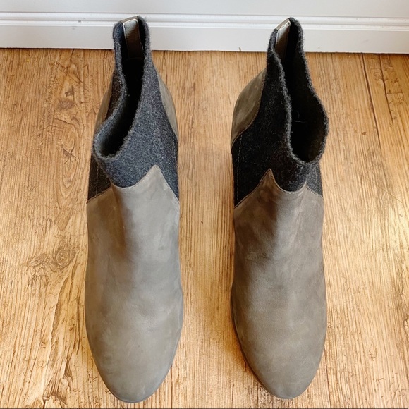 Eileen Fisher Leather Suede Knit Heel Later Bootie - Picture 3 of 9